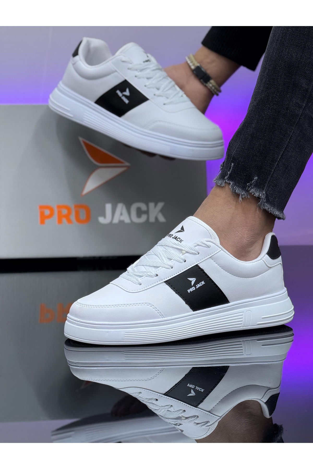 PRO JACK Beyaz Siyah Günlük Ortepedik Sneaker Erkek Spor Ayakkabı - PJ732