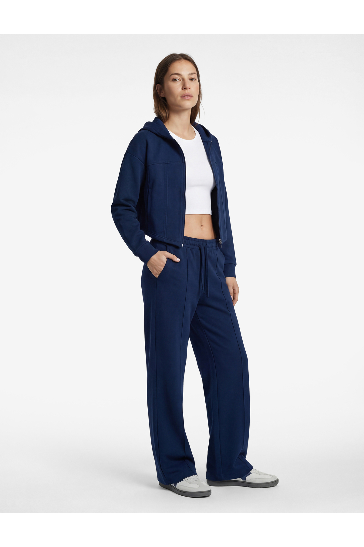 Koton Kapüşonlu Uzun Kollu Fermuarlı Dikiş Detaylı Spor Sweatshirt görsel 2