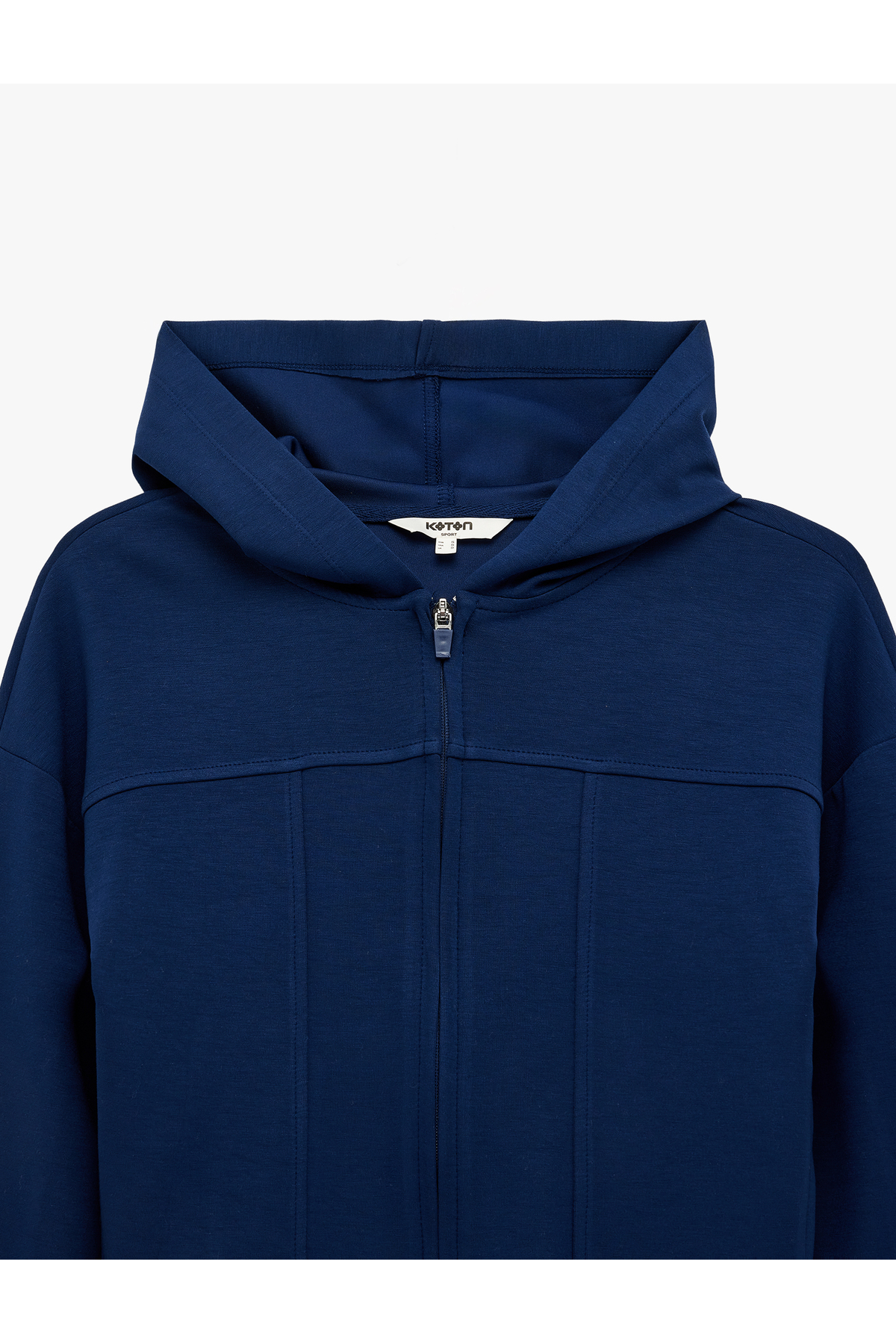 Koton Kapüşonlu Uzun Kollu Fermuarlı Dikiş Detaylı Spor Sweatshirt görsel 5