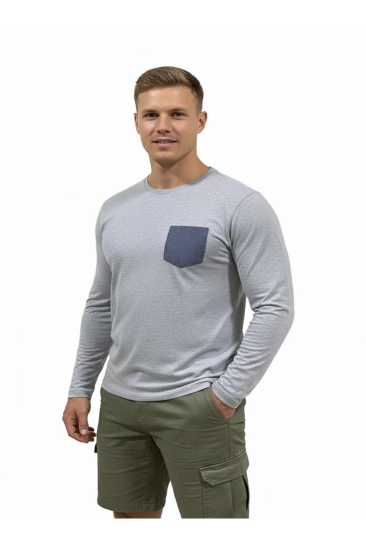 تامی هیلفیگر تی‌شرت جیب‌دار مردانه نخی آستین بلند