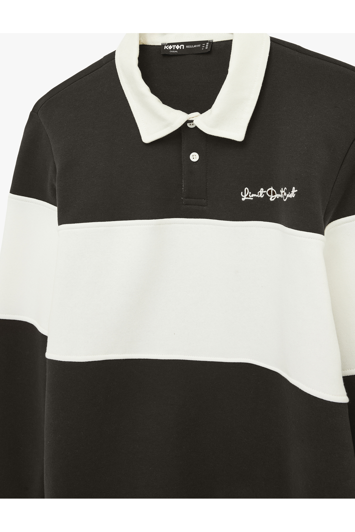 Uzun Kollu İşlemeli Renk Bloklu Polo Yaka Sweatshirt — خاکستری 6SAM70030MK — تصویر 5 از 5