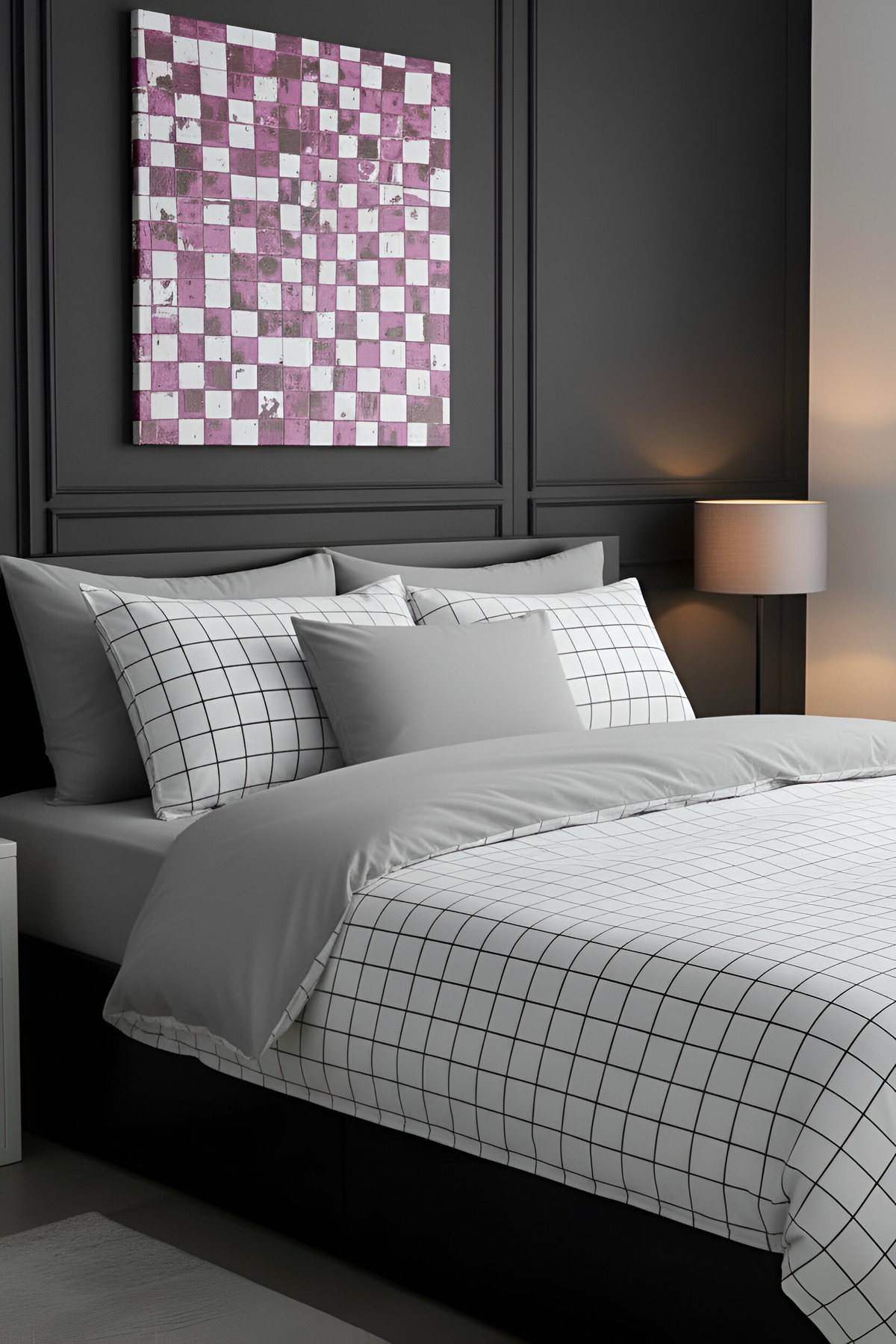 Rimo Home Çift Kişilik Çift Taraflı Nevresim Takımı Kareli fotoğrafı 3 (önizleme)