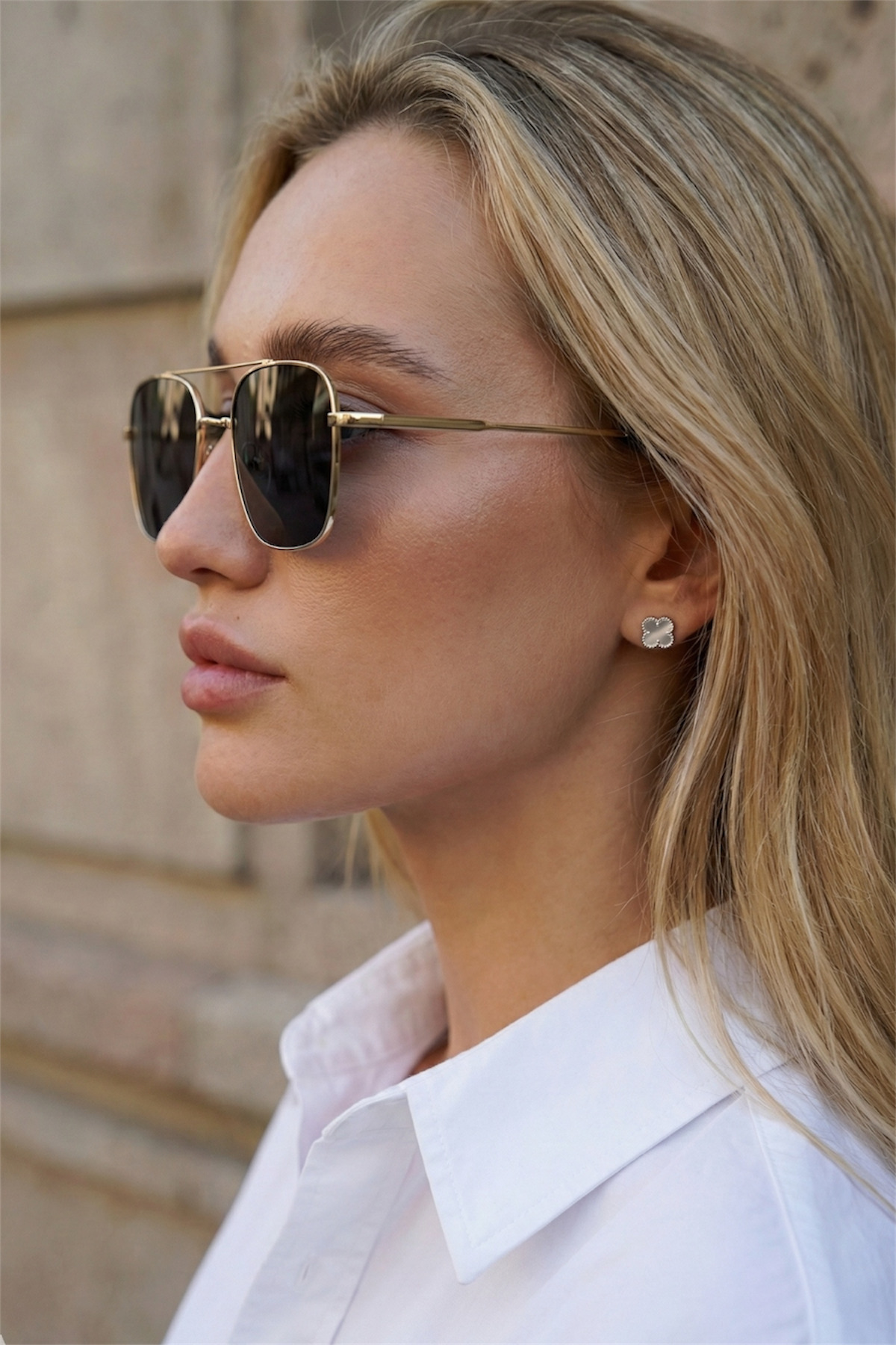 Eyesofia Metal Unisex Kare Gold Siyah Uv400 Güneş Gözlüğü görsel 3