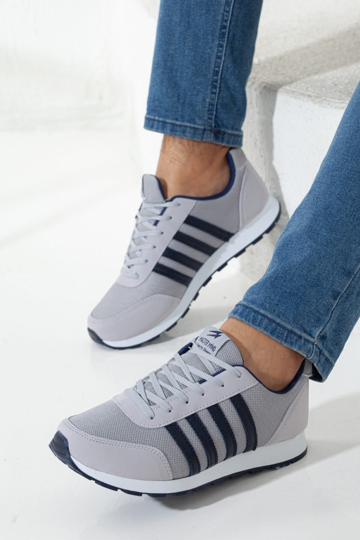 Rona Gifts  Erkek Gri Günlük Rahat Taban Yumuşak Hafif Esnek Yürüyüş Sneaker Bağcıklı Spor Ayakkabı - Görsel 4