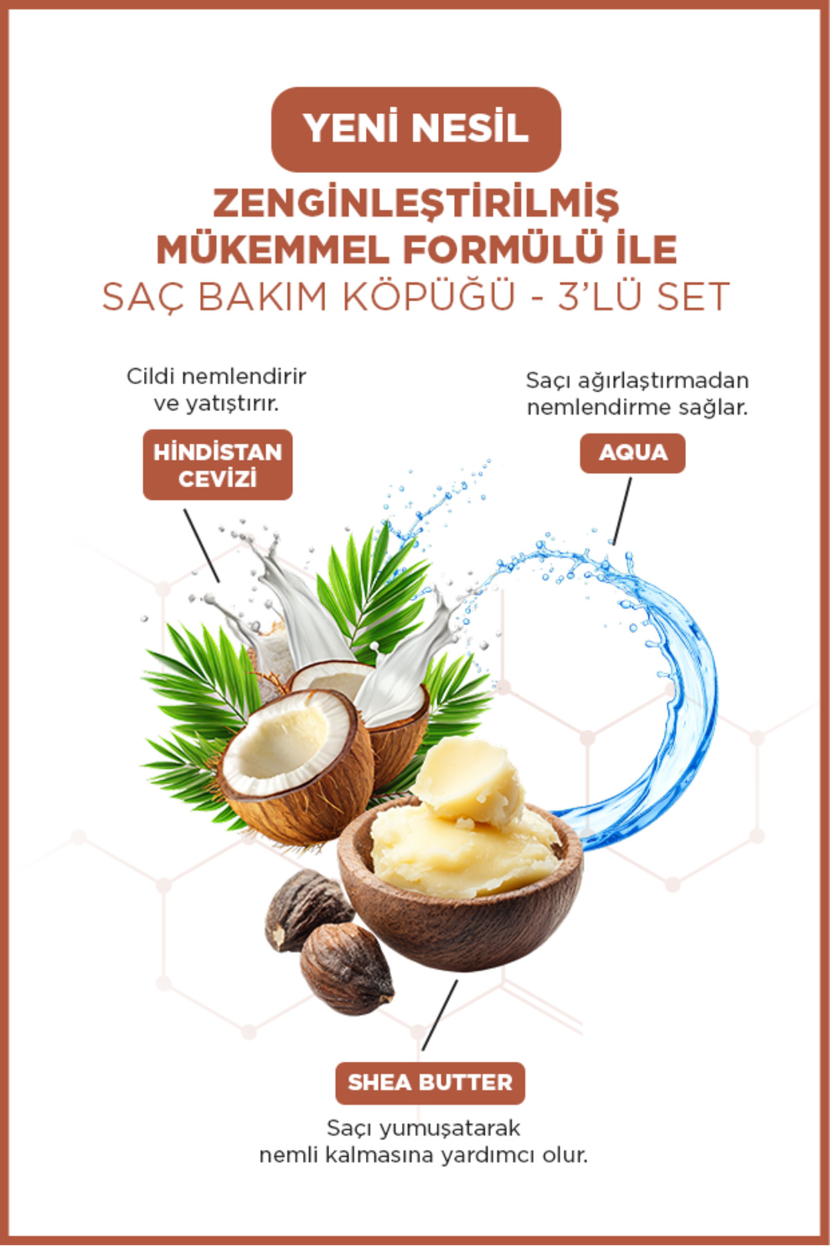 ICON SAÇ BAKIM KÖPÜĞÜ COCONUT & SHEA BUTTER 3'LÜ SET — 8682678302369-3x — تصویر 5 از 7
