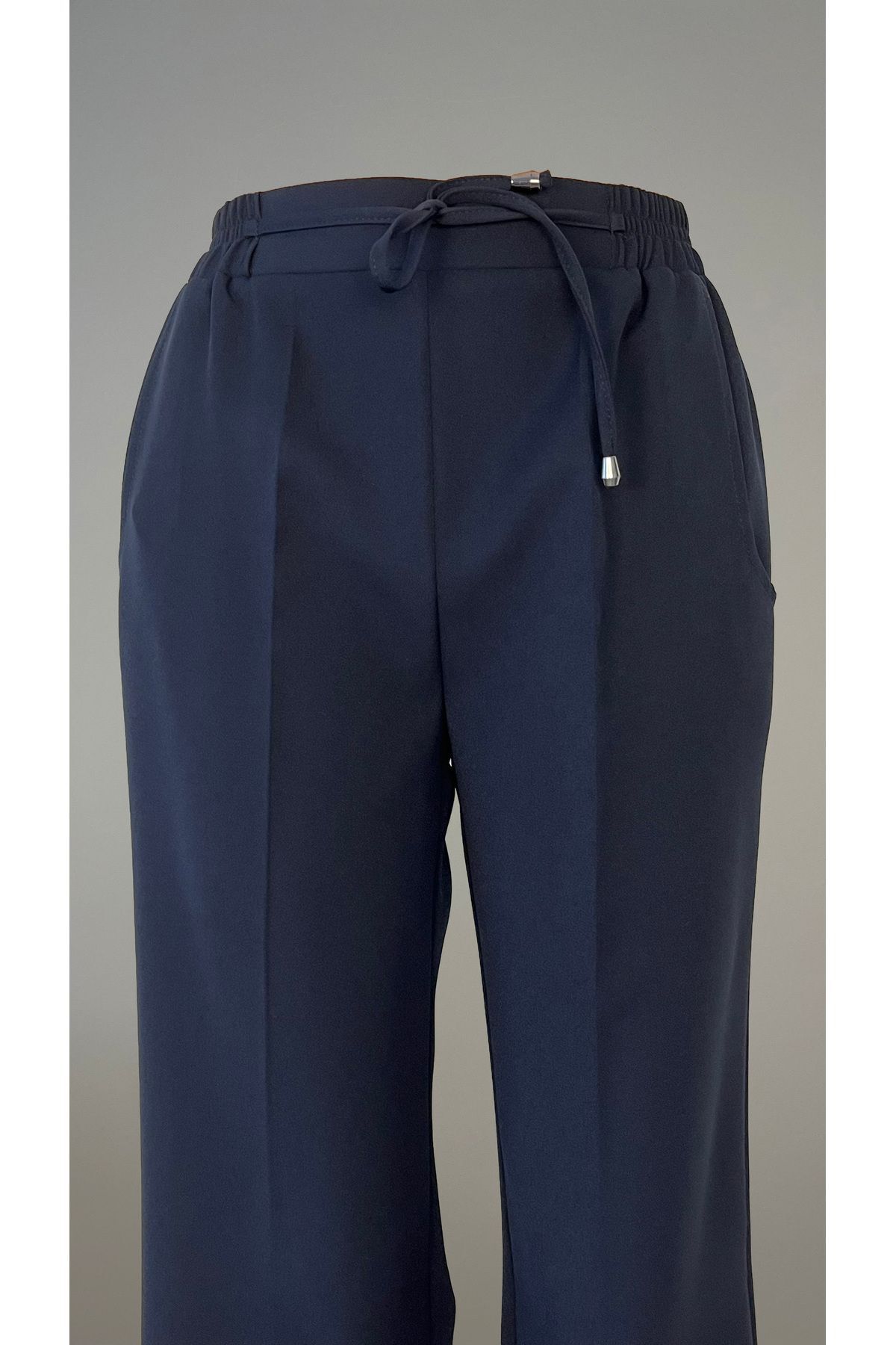 Taşpınar Butik Lacivert Beli Lastikli Bol Paça Pantolon görsel 3