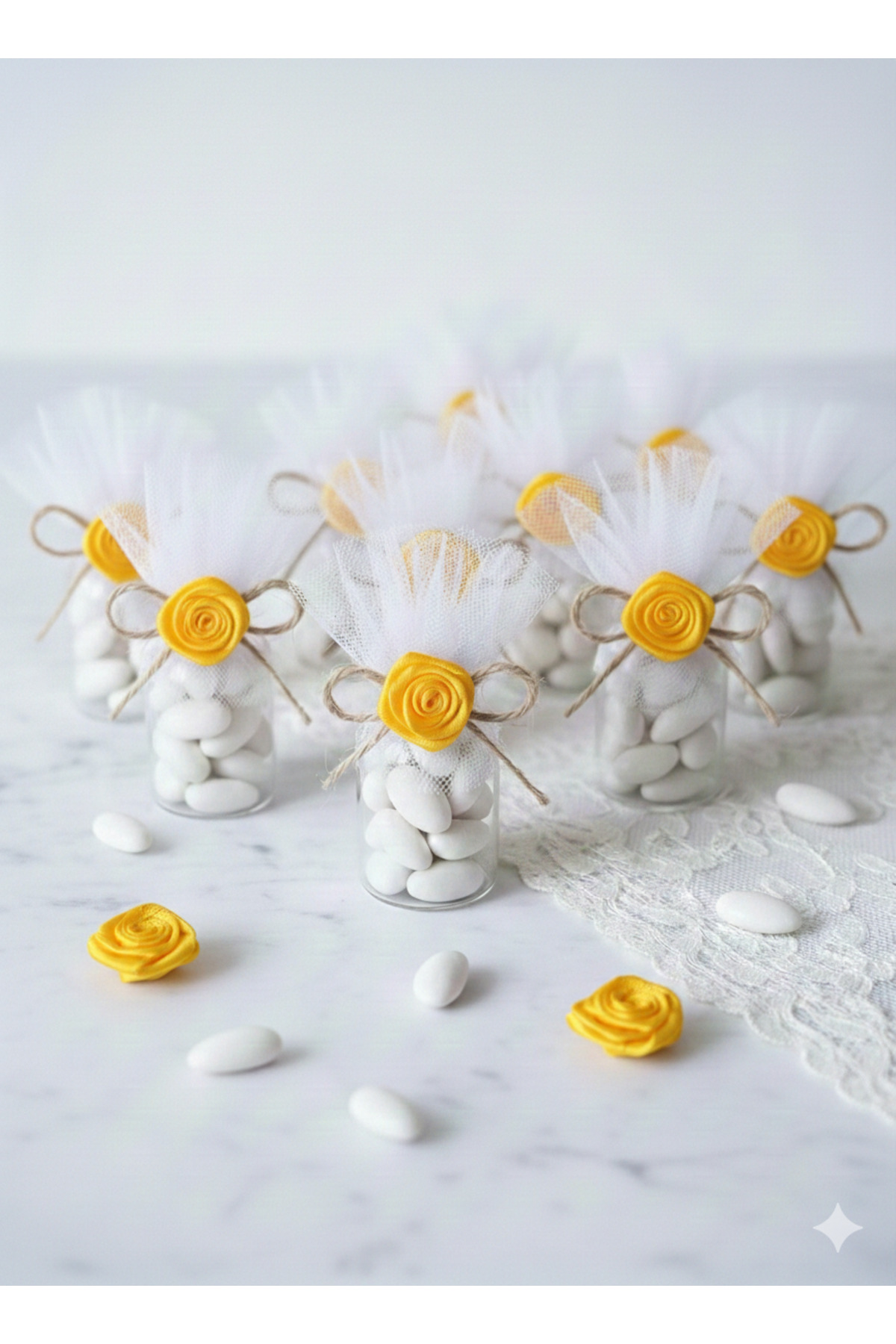 50 Satin Yellow Roses - Wedding Birthday Bundle Henna Ornament for Organization