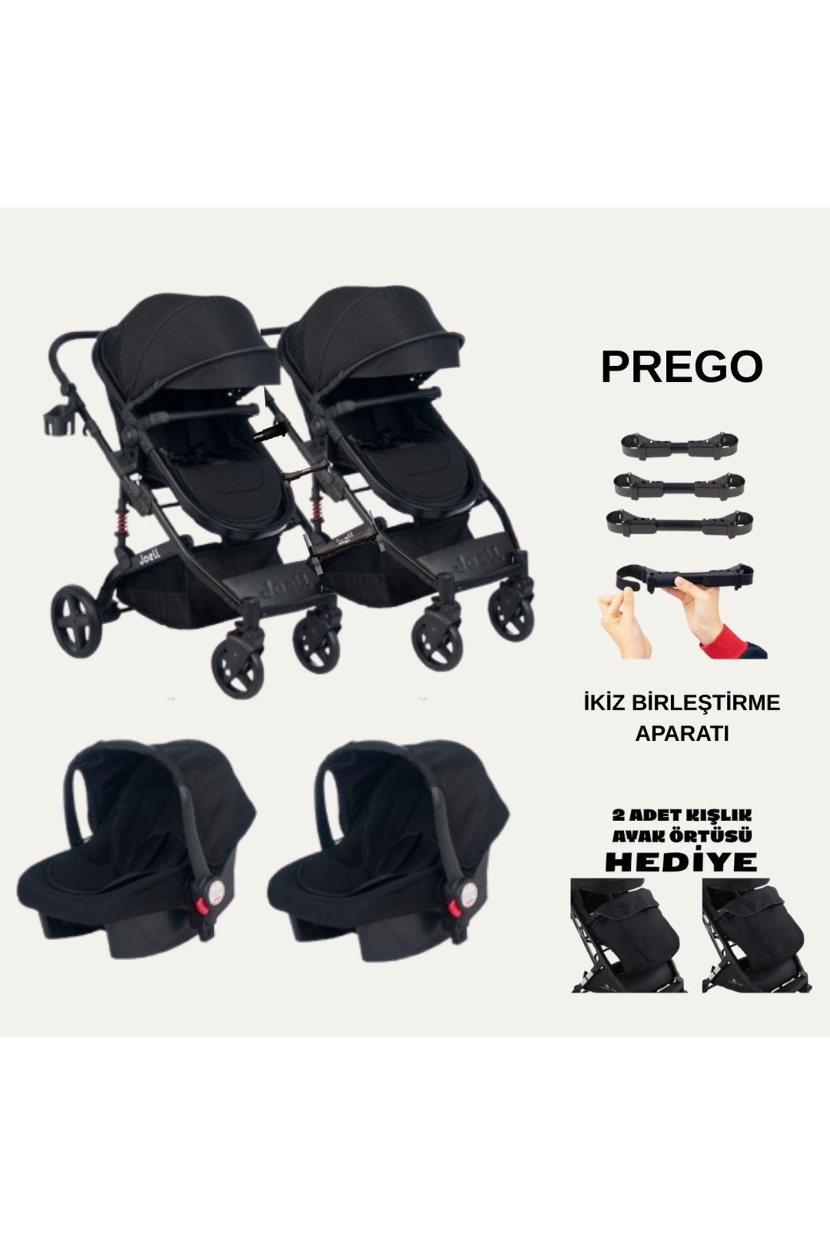 Babyhope TURHAN BEBE İkiz bebek arabası YAN YANA fotoğrafı 2 (önizleme)