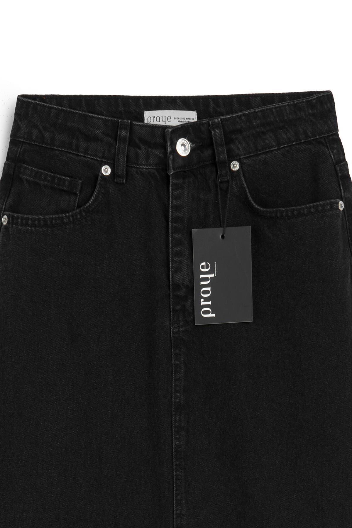 praye  Uzun Çan Denim Etek Antrasit - Görsel 3