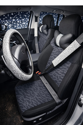 dizaynpark Pullu Prenseslere Özel Direksiyon Kılıfı Taşlı Boyun Yastığı Ve Em...