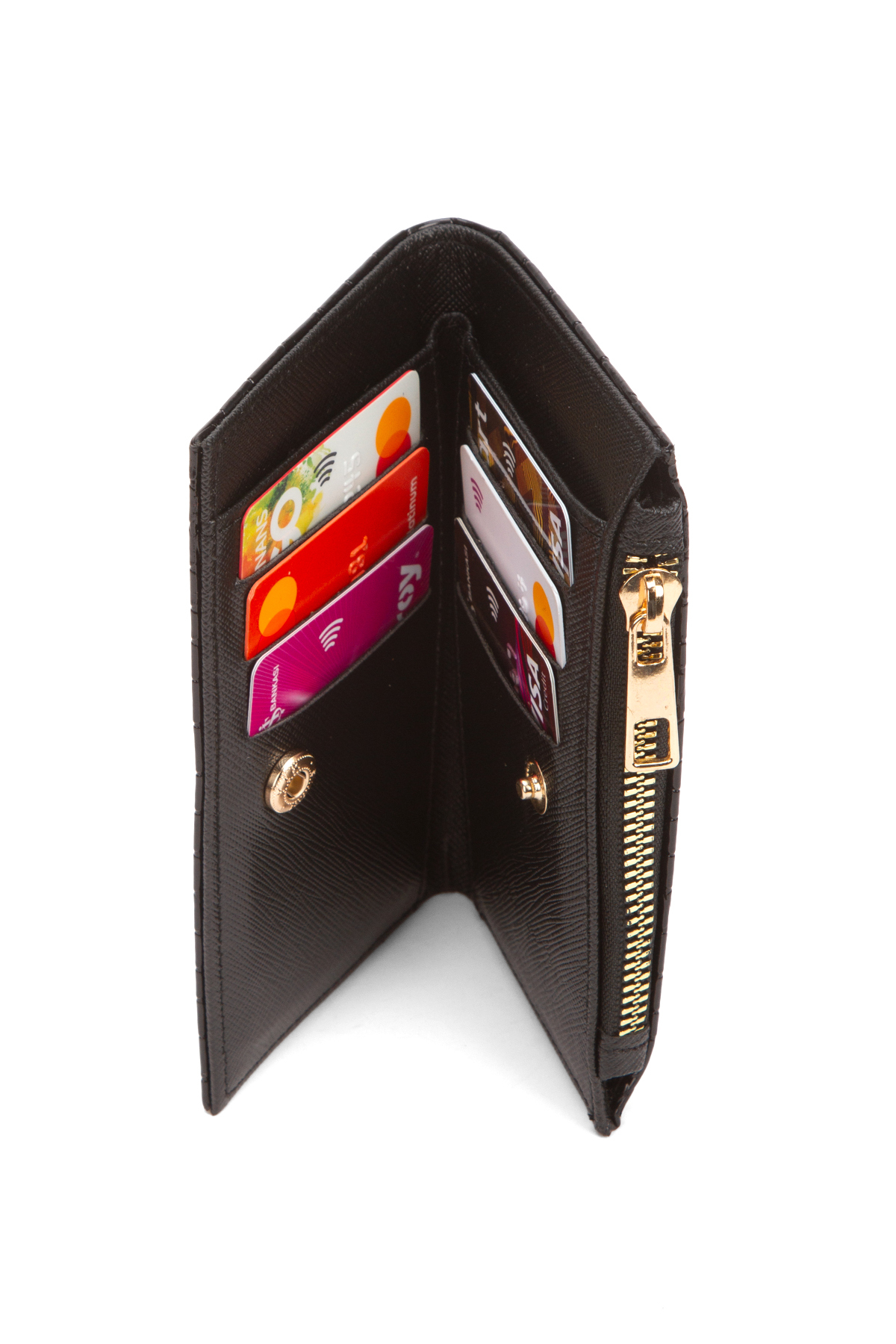 Adelina Bags  Kadın Timsah Deseni Görünümlü Basic Küçük Siyah Cüzdan - Görsel 2