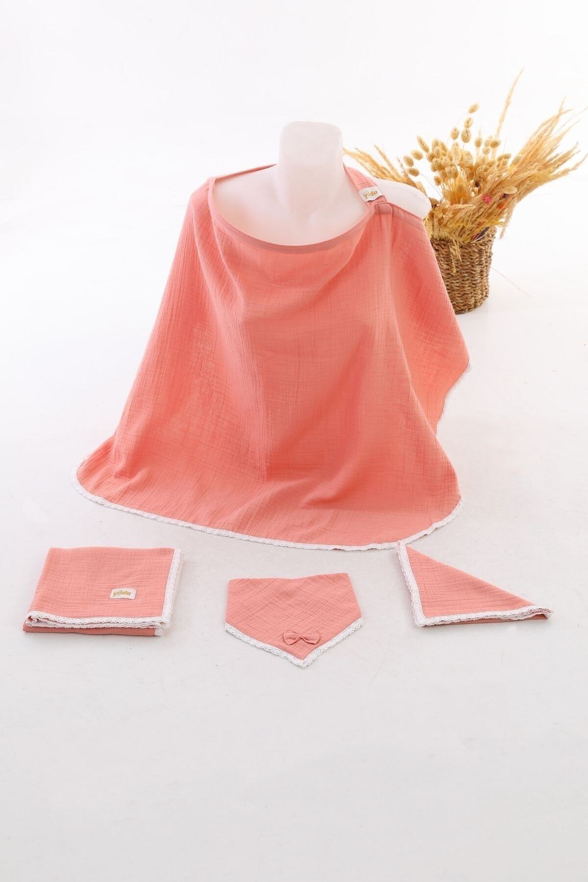 Yada Baby %100 Organik Pamuktan 4 Parça Bürümcük Emzirme Seti, (BATTANİYE, EMZİRME ÖNLÜĞÜ, MENDİL, FULAR) fotoğrafı 3 (önizleme)