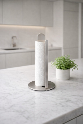 Bath & Kitchen Paslanmaz Çelik Modern Kağıt Havlu Standı – Kaymaz Tabanlı, Şı...