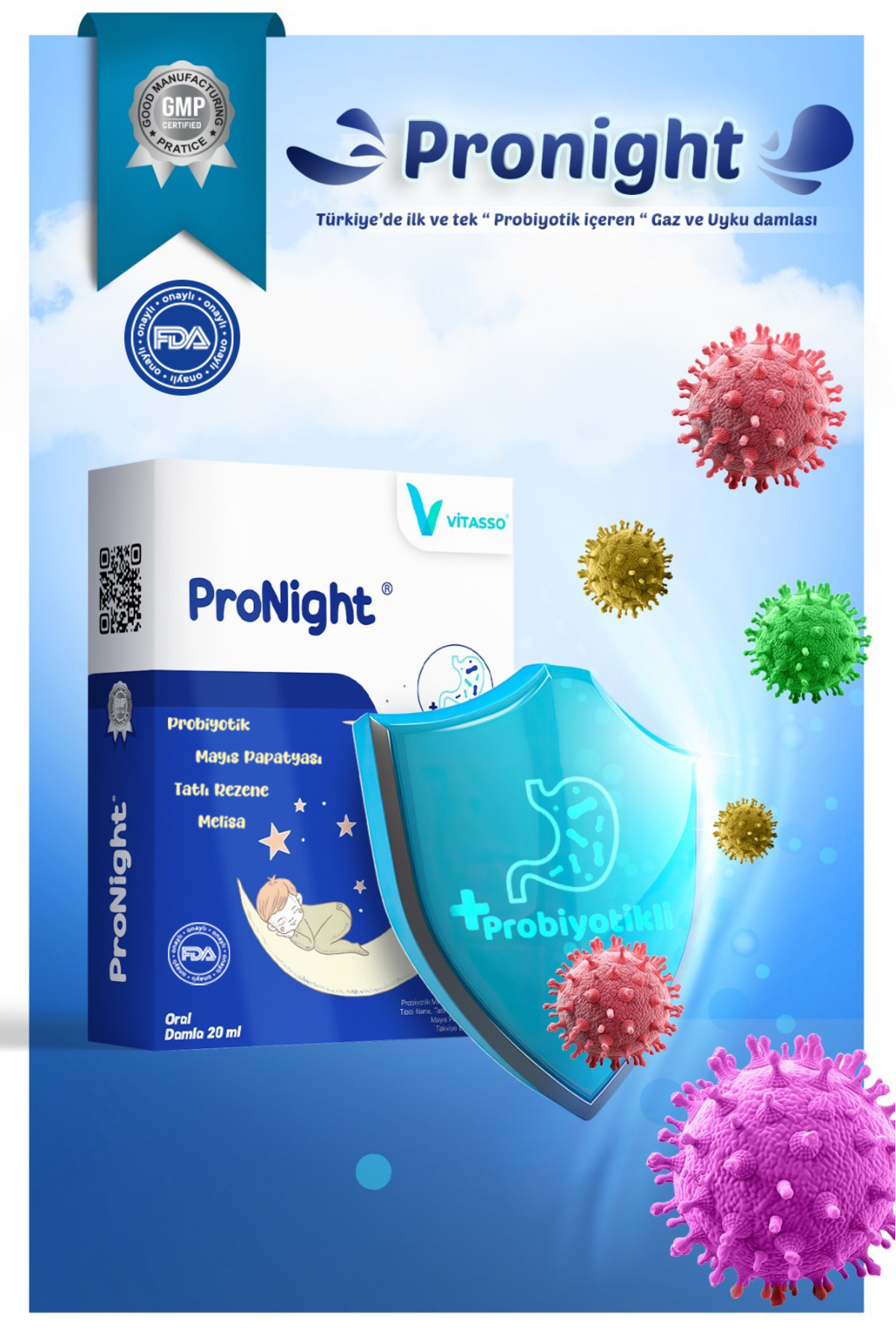 Vitasso Pronight Çocuklar Için Probiyotik Içeren Gaz Ve Uyku Damlası Damla 20 ml fotoğrafı 7 (önizleme)