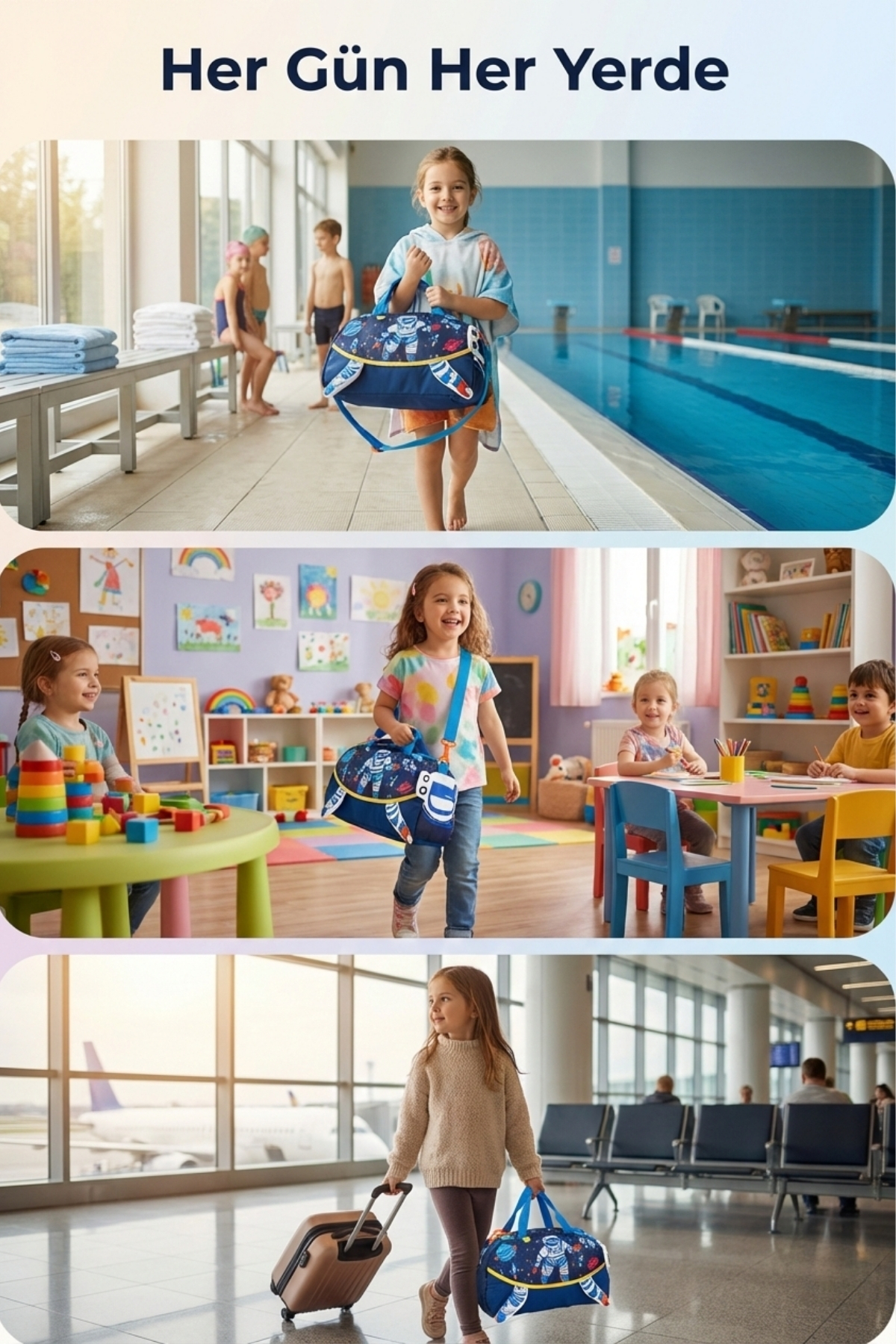 Genel Markalar  Uzay Desenli Çocuk Spor ve Seyahat Çantası 14L – Su Geçirmez, Omuz & El Taşıma - Görsel 8