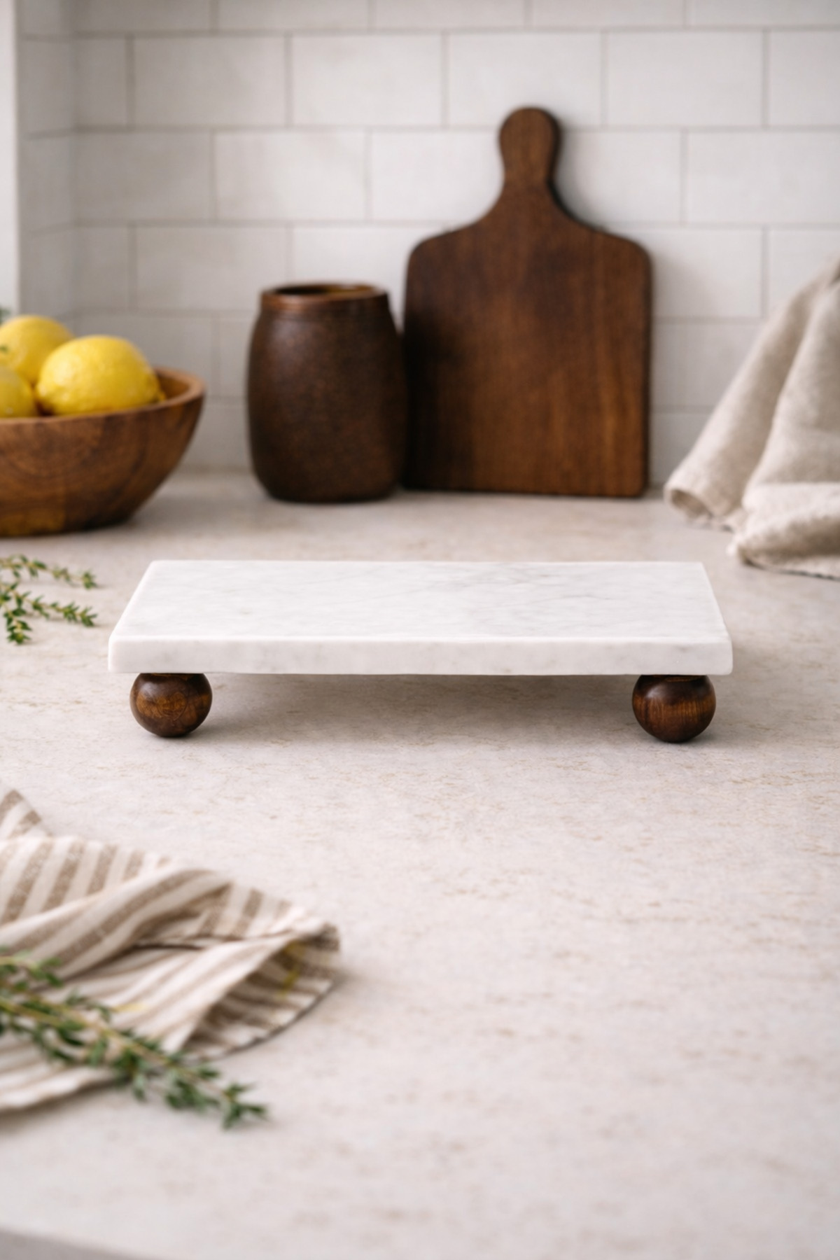 Multi Purpose Wooden Ball Pedestal Marble Underlayment-Organizer