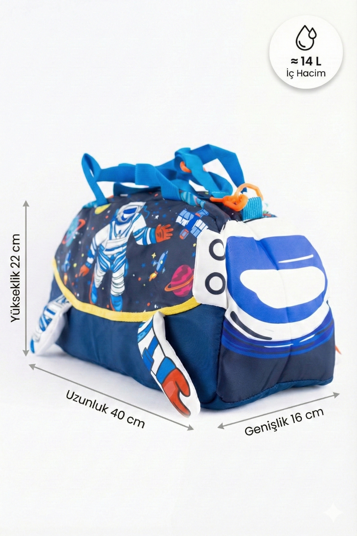 Genel Markalar  Uzay Desenli Çocuk Spor ve Seyahat Çantası 14L – Su Geçirmez, Omuz & El Taşıma - Görsel 2