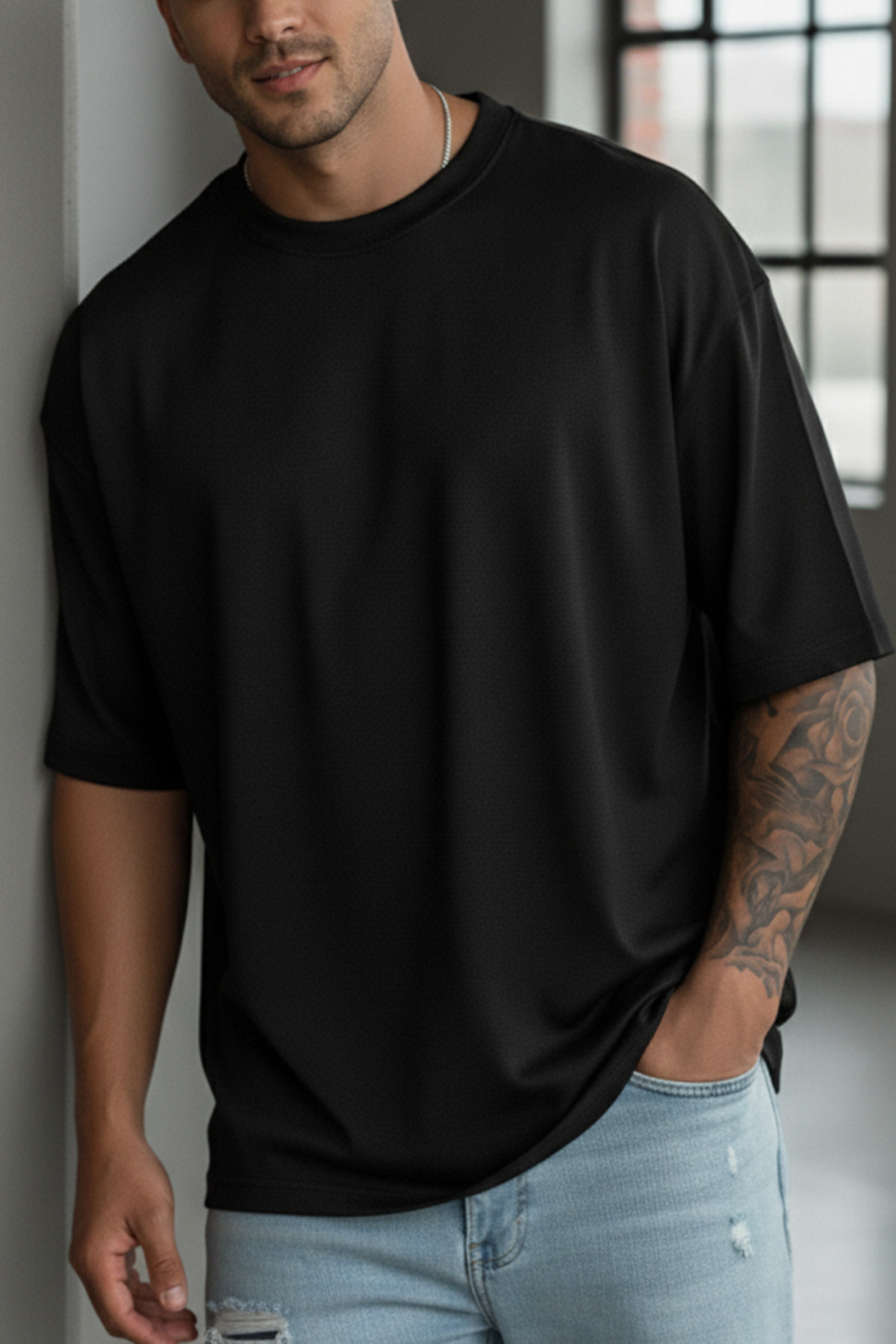 Teenage Millionaire  Erkek Siyah Basic Düz Baskısız Oversize Salas Boyfriend Loose Fit T-shirt