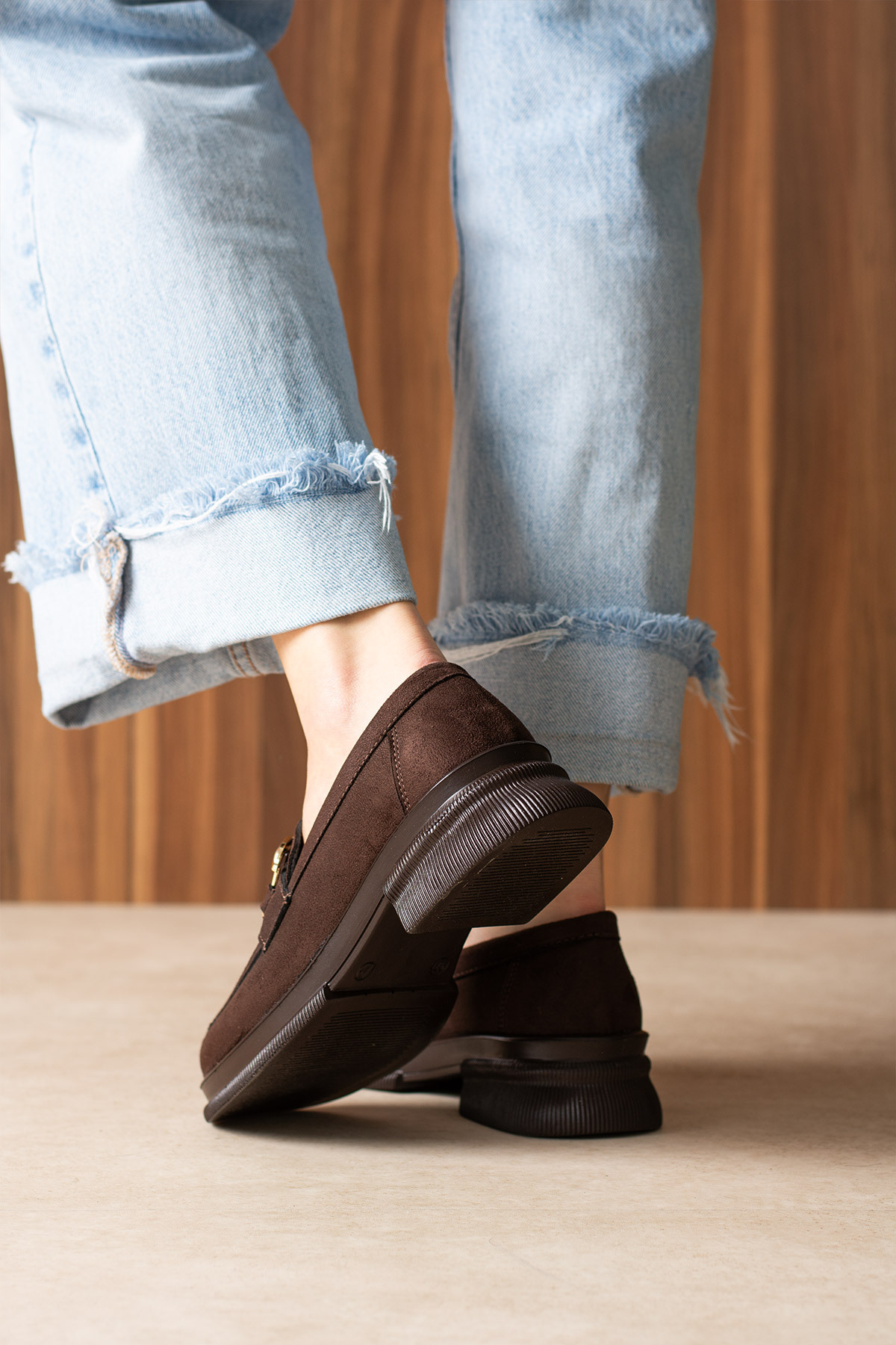 guijarro  Kadın Old Money Esintisi: Şıklığına Karakter Katan Kahve Maskülen Loafer - Görsel 3