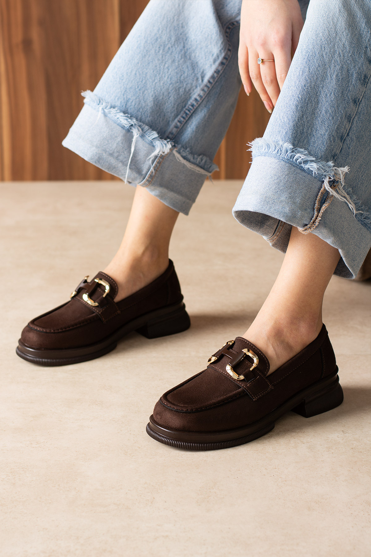 guijarro  Kadın Old Money Esintisi: Şıklığına Karakter Katan Kahve Maskülen Loafer - Görsel 2