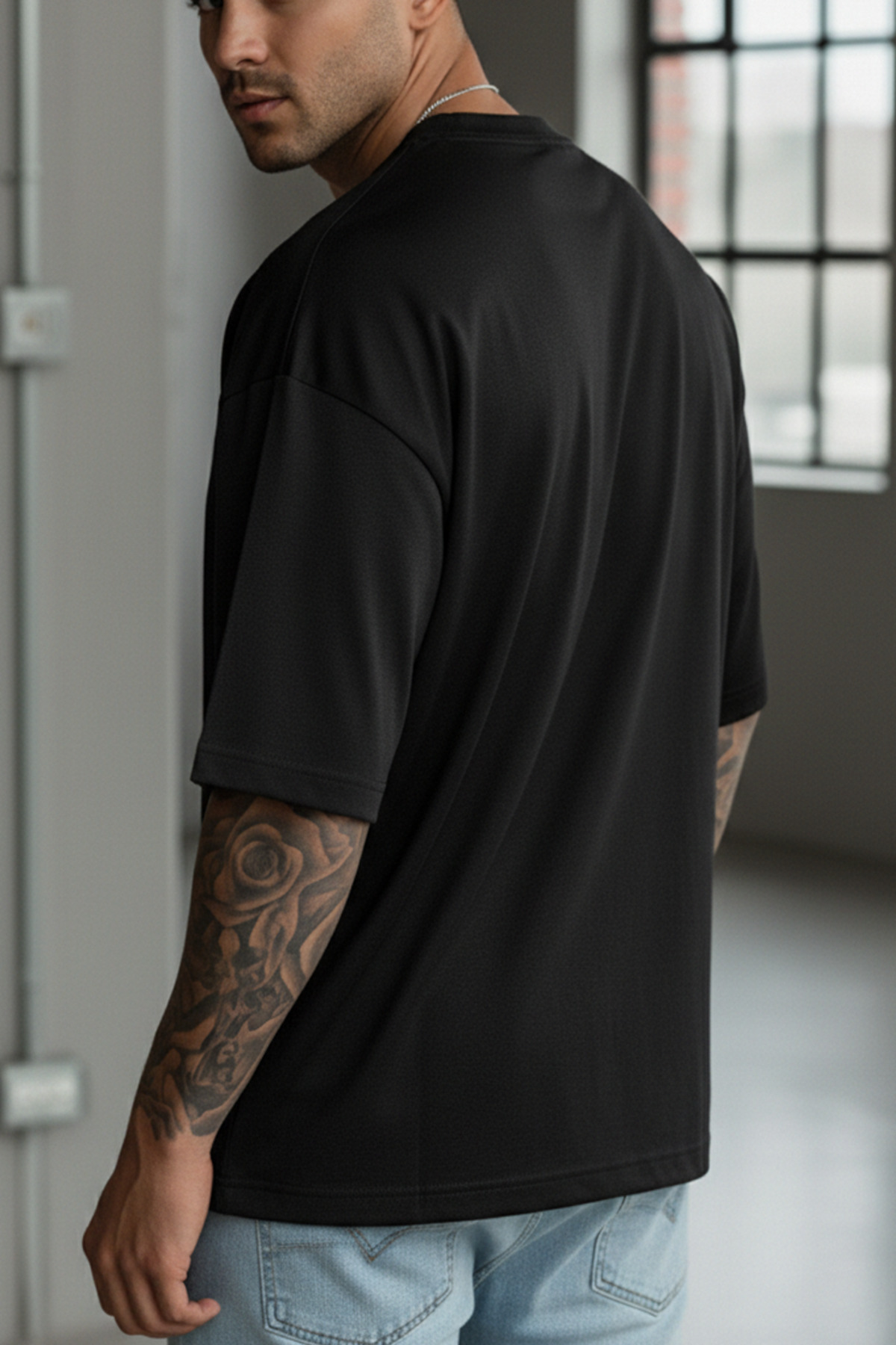 Teenage Millionaire  Erkek Siyah Basic Düz Baskısız Oversize Salas Boyfriend Loose Fit T-shirt - Görsel 3