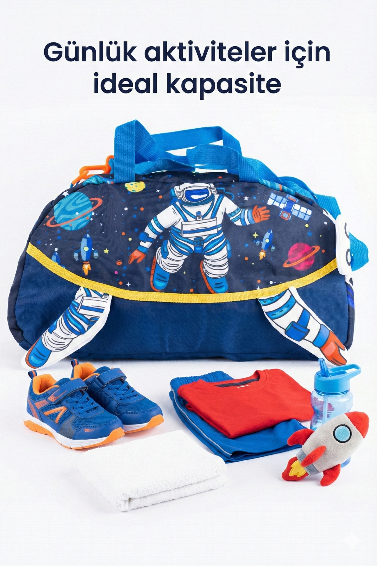 Genel Markalar  Uzay Desenli Çocuk Spor ve Seyahat Çantası 14L – Su Geçirmez, Omuz & El Taşıma - Görsel 4
