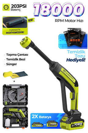 7GO 7CW02 Akülü Şarjlı Yüksek Basınçlı Araç ve Bahçe Yıkama Temizleme Tabanca...