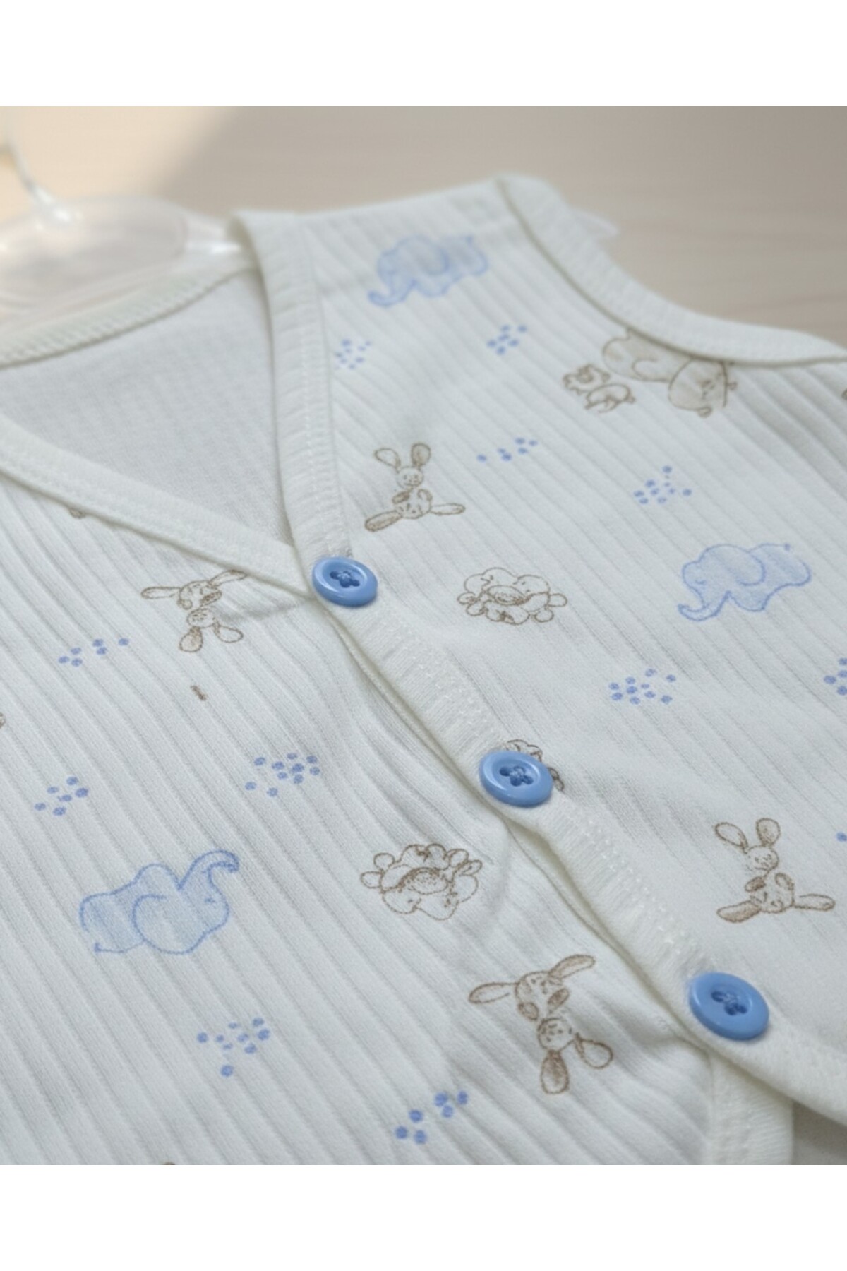 Egelite Erkek Bebek Ayıcık Baskıılı Fitilli 3-6-9-12-18-24 Aylık Penye Bebek Yeleği fotoğrafı 2 (önizleme)