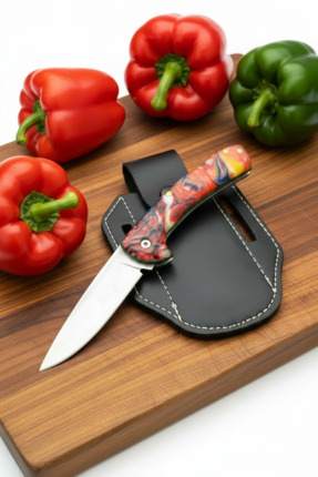 MERTCAN KNİFE Renkli Epoksi Saplı Paslanmaz Çelik Kamp ve Mutfak Bıçağı - Öze...