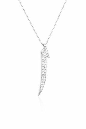 Afrodit Silver Elif Harfi Zirkon Taşlı 925 Ayar Gümüş Kadın Kolye