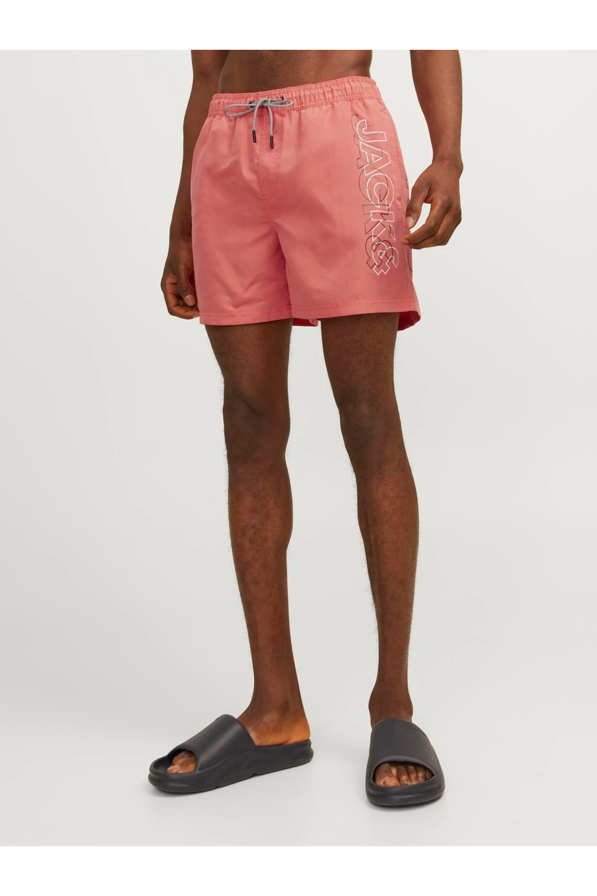 جک اند جونز شلوارک شنا مردانه جک اند جونز مدل 12253118 JPSTFIJI JJSWIM DOBULE LOGO نارنجی