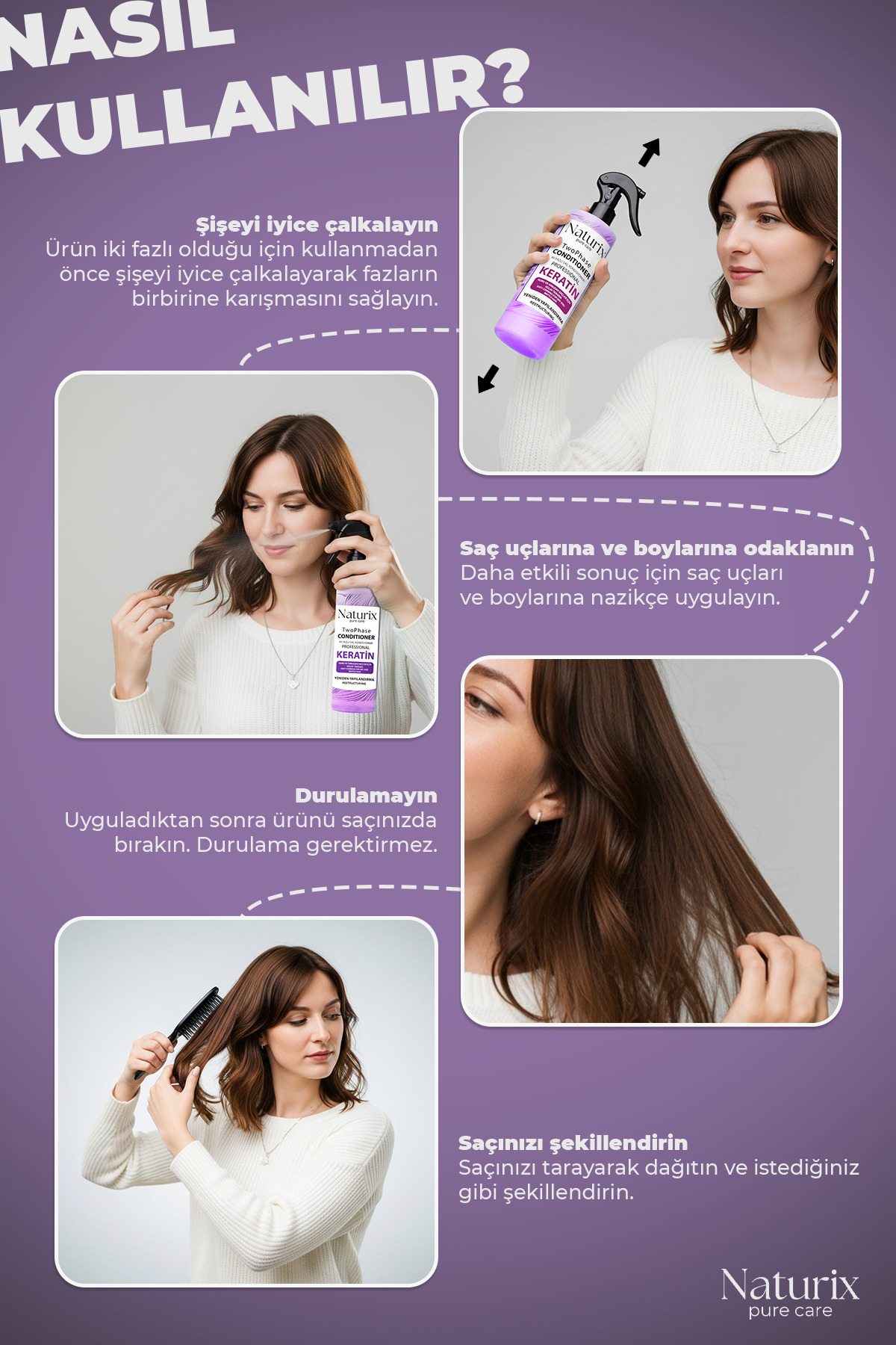 Keratin Iki Fazlı Saç Bakım Ve Fön Suyu 400ml - Yeniden Yapılandırma Ve Koruma — 8697447298132 — تصویر 3 از 8
