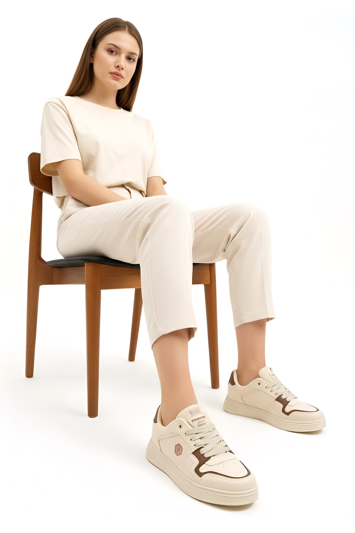 McDark  KADIN BEJ SNEAKER AYAKKABI SUYA DAYANIKLI ULTRA HAFİF TABAN - Görsel 2