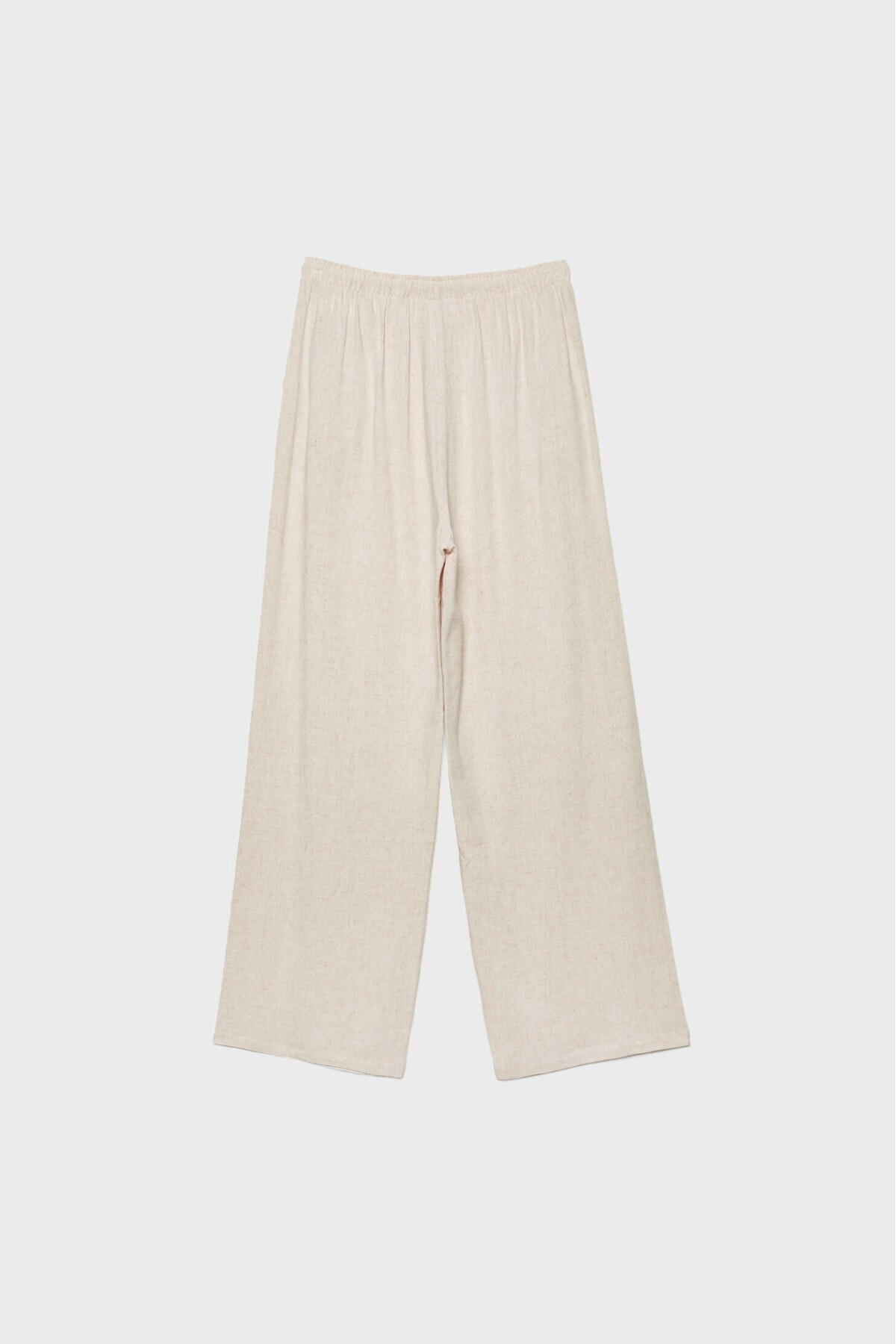 Stradivarius  Keten Karışımlı Bol Kesim Ekru Pantolon - Görsel 5