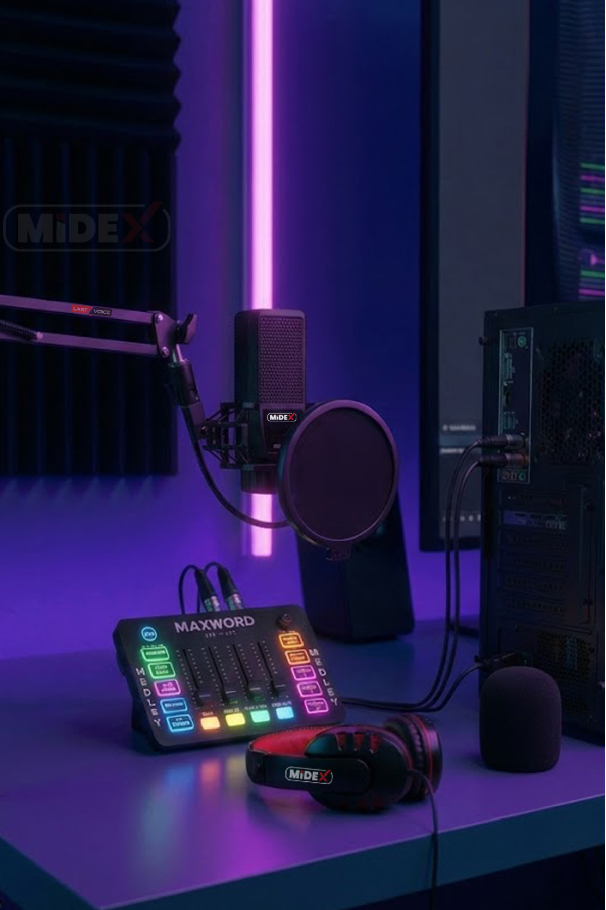 Midex Arcade Pack-3 MEDLEY Ses Kartı ve MX-2020 Mikrofon Gaming