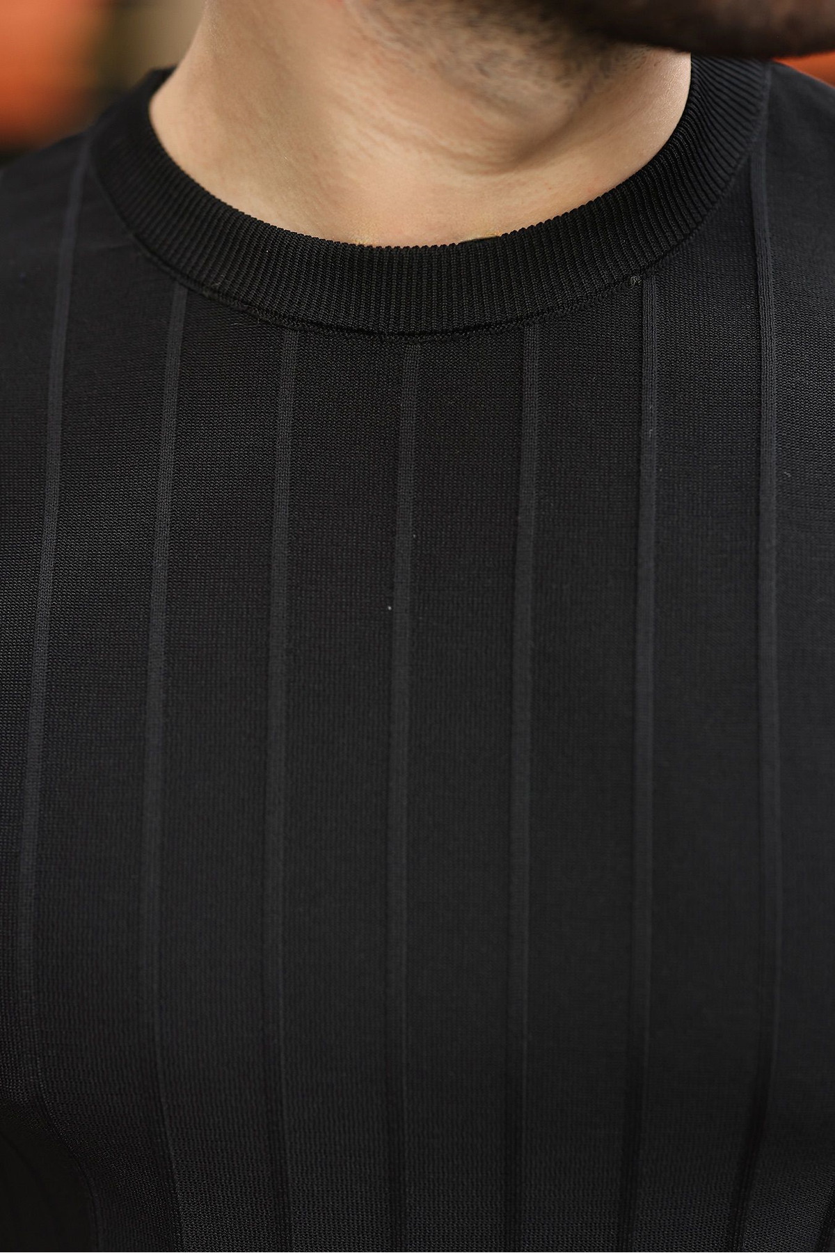 Madmext  Erkek Siyah Triko Tişört 5684 - Görsel 4