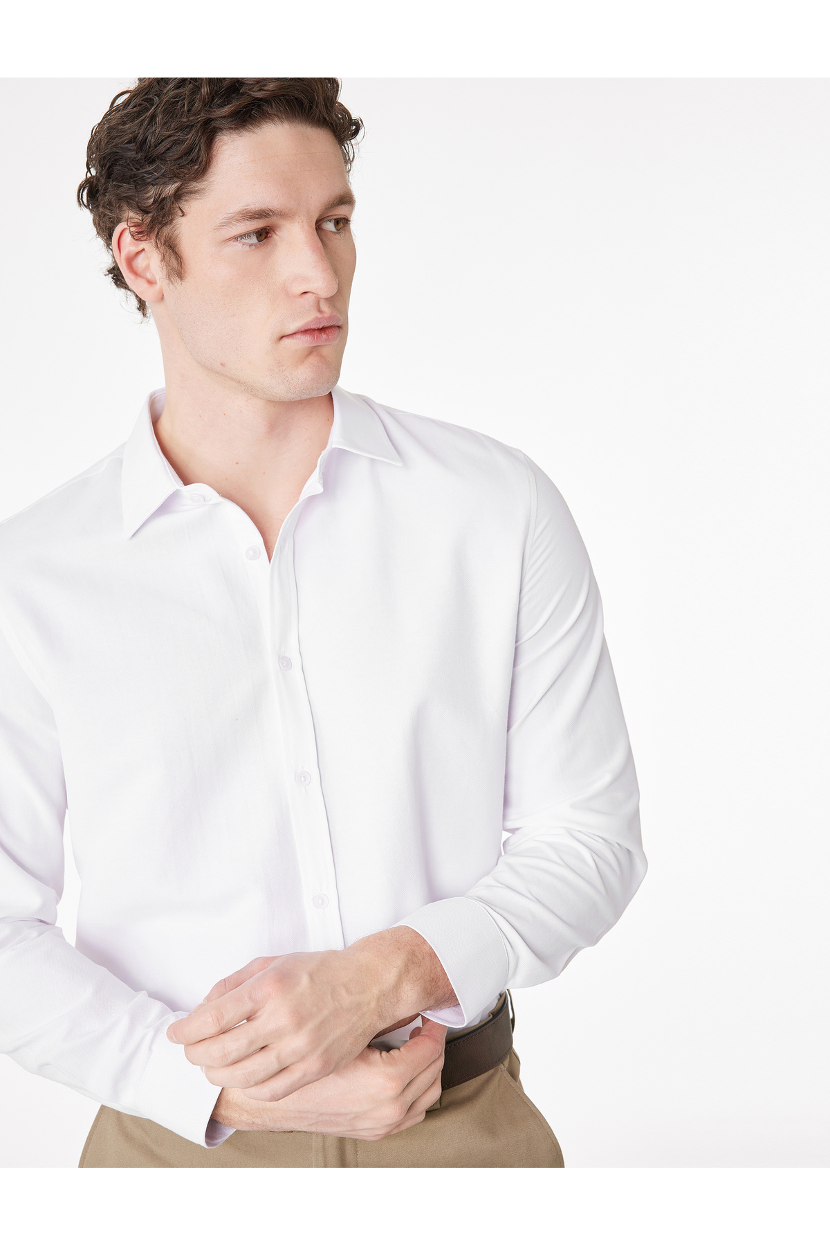 کوتون پیراهن آستین بلند آکسفورد یقه کلاسیک معمولی فیت