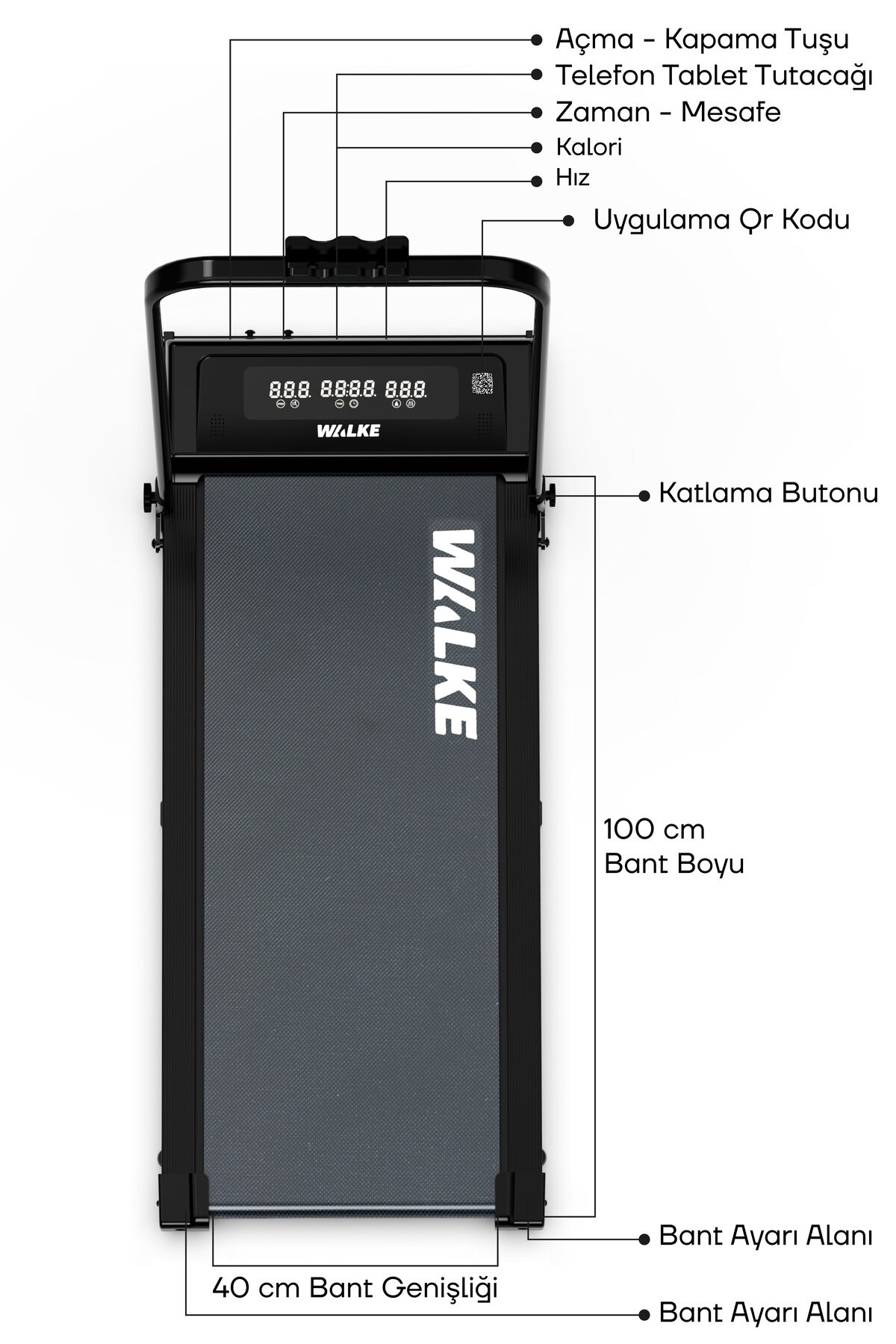 Walke W-fit Bluetoothlu Uygulamalı Uzaktan Kumandalı Koşu Bandı Yürüyüş Bandı