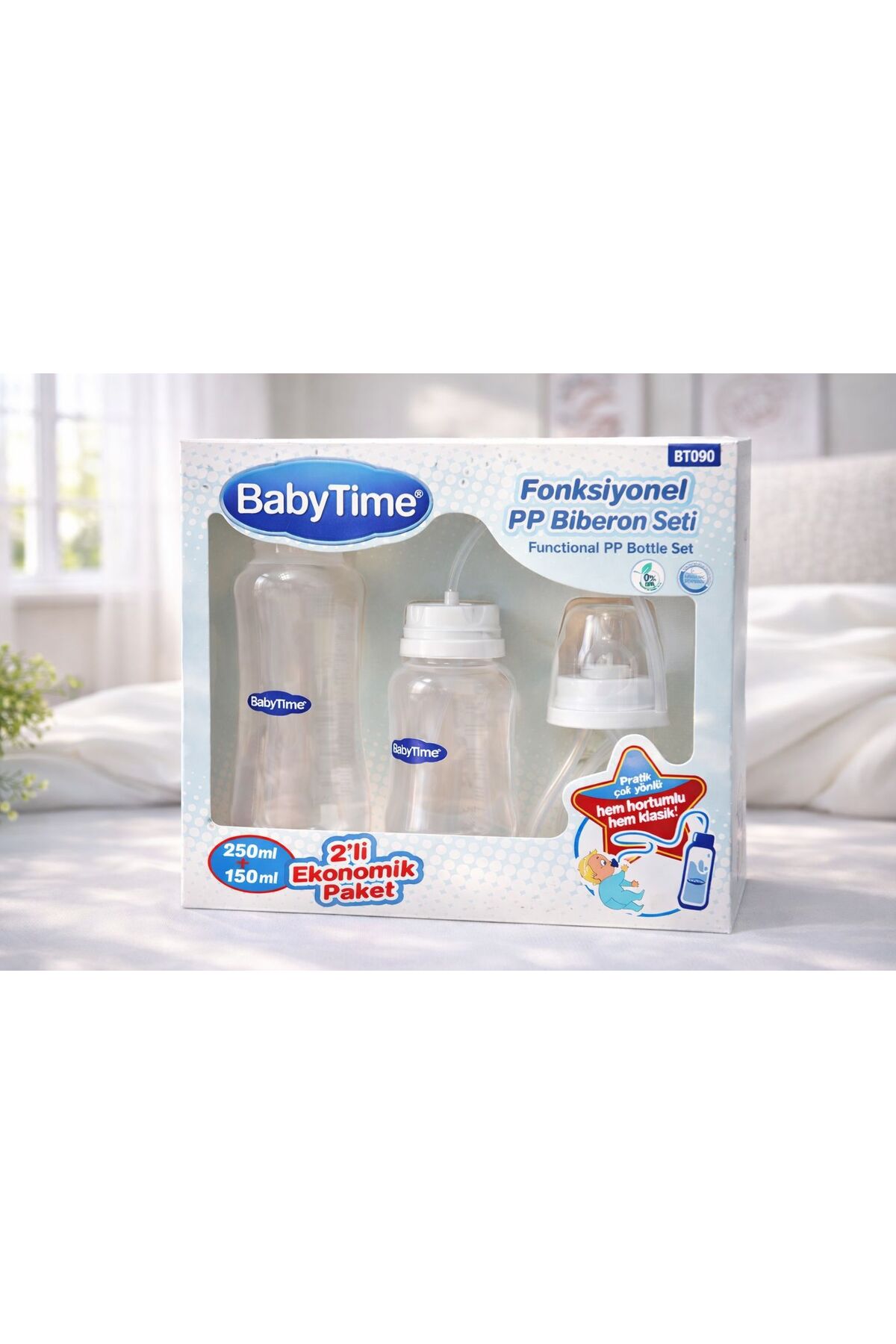 Babytime Bt090 Fonksiyonel Pp Biberon Seti 250+150 ML ELLER SERBEST BİBERON fotoğrafı 2 (önizleme)