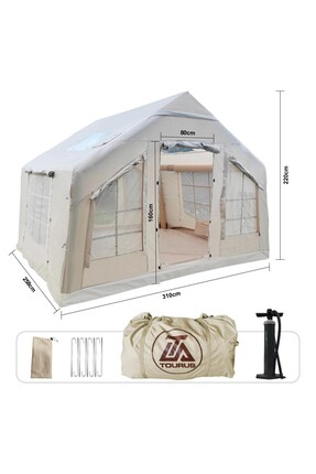 Campfit Tourus 5 Mevsim Şişme Kamp Çadırı 320x2500x220 Cm 4-6 Kişilik Şişme Ç...
