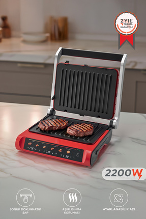 Torima Tost Makinesi 2200W Dijital Ekranlı Çıkarılabilir Plakalı Izgara Makin...