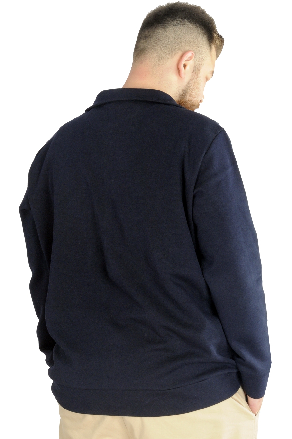 ModeXL Mode XL Buyuk Beden Erkek Hırka Fermuarlı Stell Dik Yaka 20571 Lacivert görsel 6