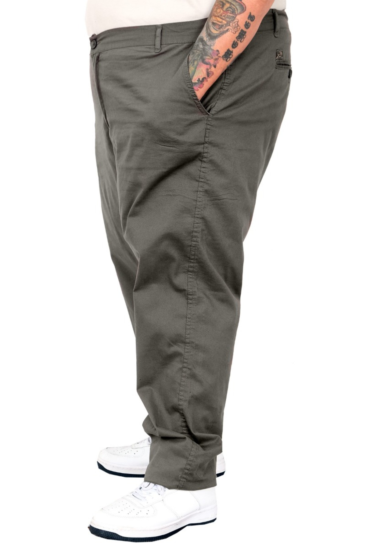 ModeXL Mode XL Büyük Beden Erkek Pantolon Keten Milano 20850 Haki görsel 3