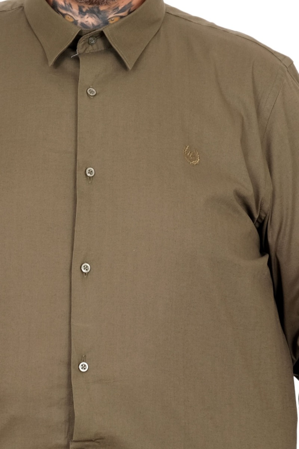 ModeXL Mode XL Büyük Beden Erkek Klasik Gömlek Likralı 20351 Haki görsel 8