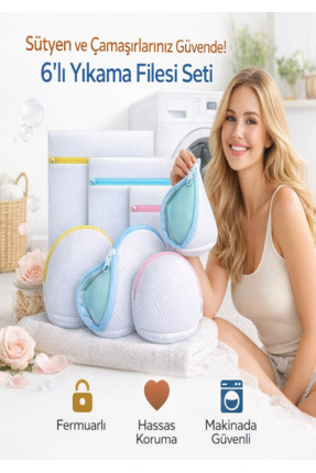 MorPort 3 lü Renkli Fermuarlı Çamaşır Yıkama Filesi I 3 lü Lüks Fermuarlı Süt...