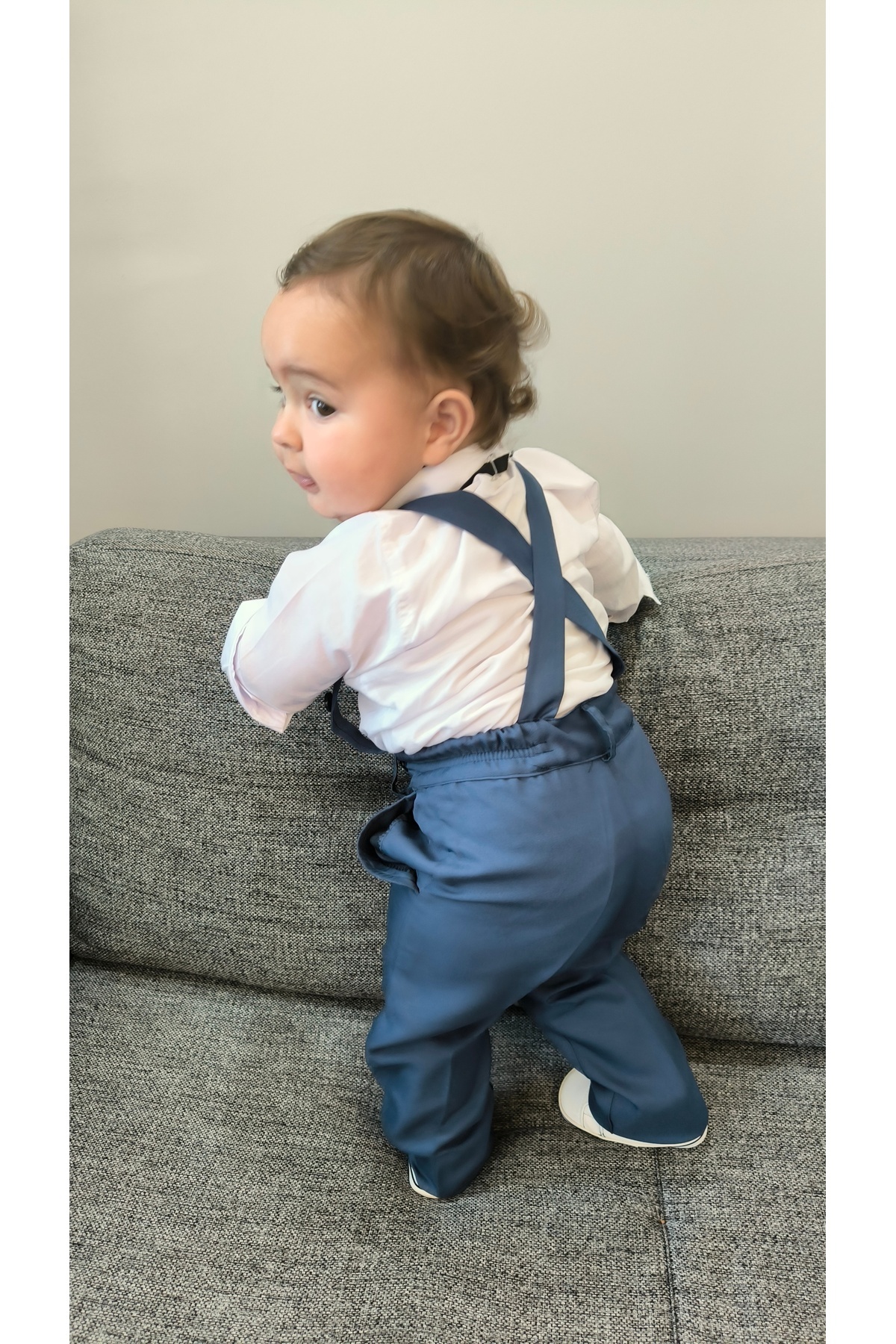 HAYTA Çocuk Takım Çocuk Salopet Takım Gömlekli Papyonlu Inndigo fotoğrafı 7 (önizleme)