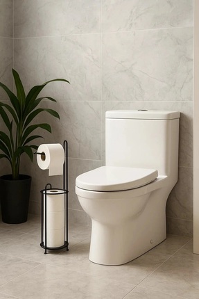 Cherie Home Siyah Yedekli Ayaklı Tuvalet Kağıtlığı Düzenleyici, Paslanmaz WC ...