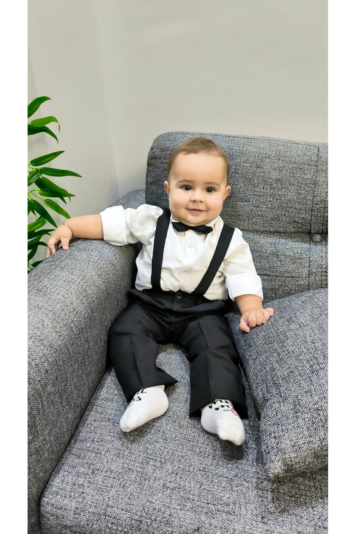 HAYTA Çocuk Takım Çocuk Salopet Takım Gömlekli Papyonlu Siyah fotoğrafı 3 (önizleme)