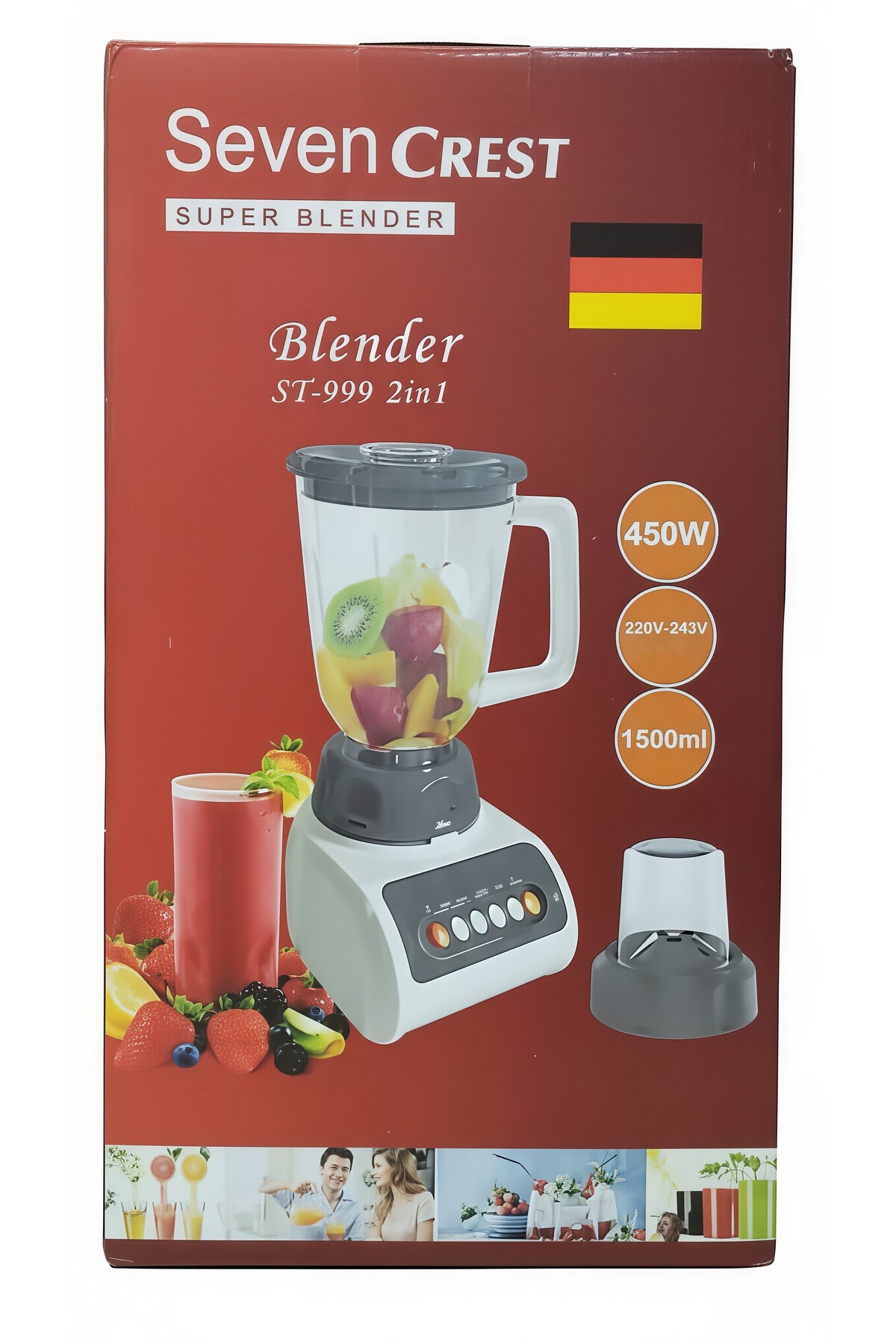 SEVEN CREST 2-in-1 1500ML Blender Machine, Electric 450W Juicer Blender & Dry Grinder, ST-999 TYC5DC76E81179639F0930700, one size