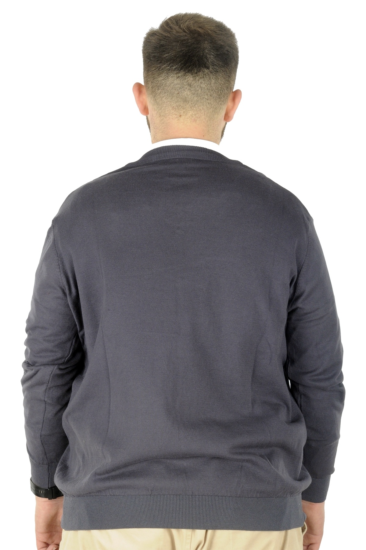 ModeXL Mode XL Büyük Beden Kazak V Yaka 22206 Füme görsel 6